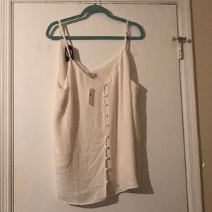 LOFT white button up tank top size 22
